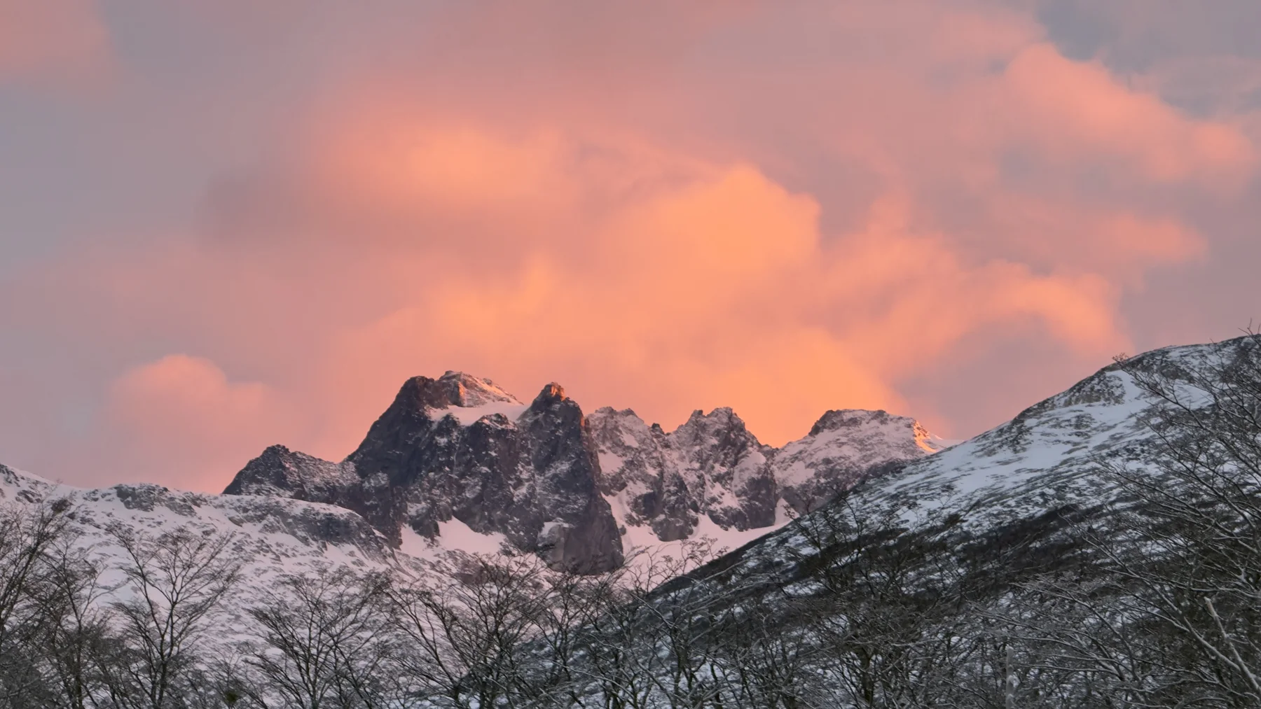 Winter ridgeline at sunset
