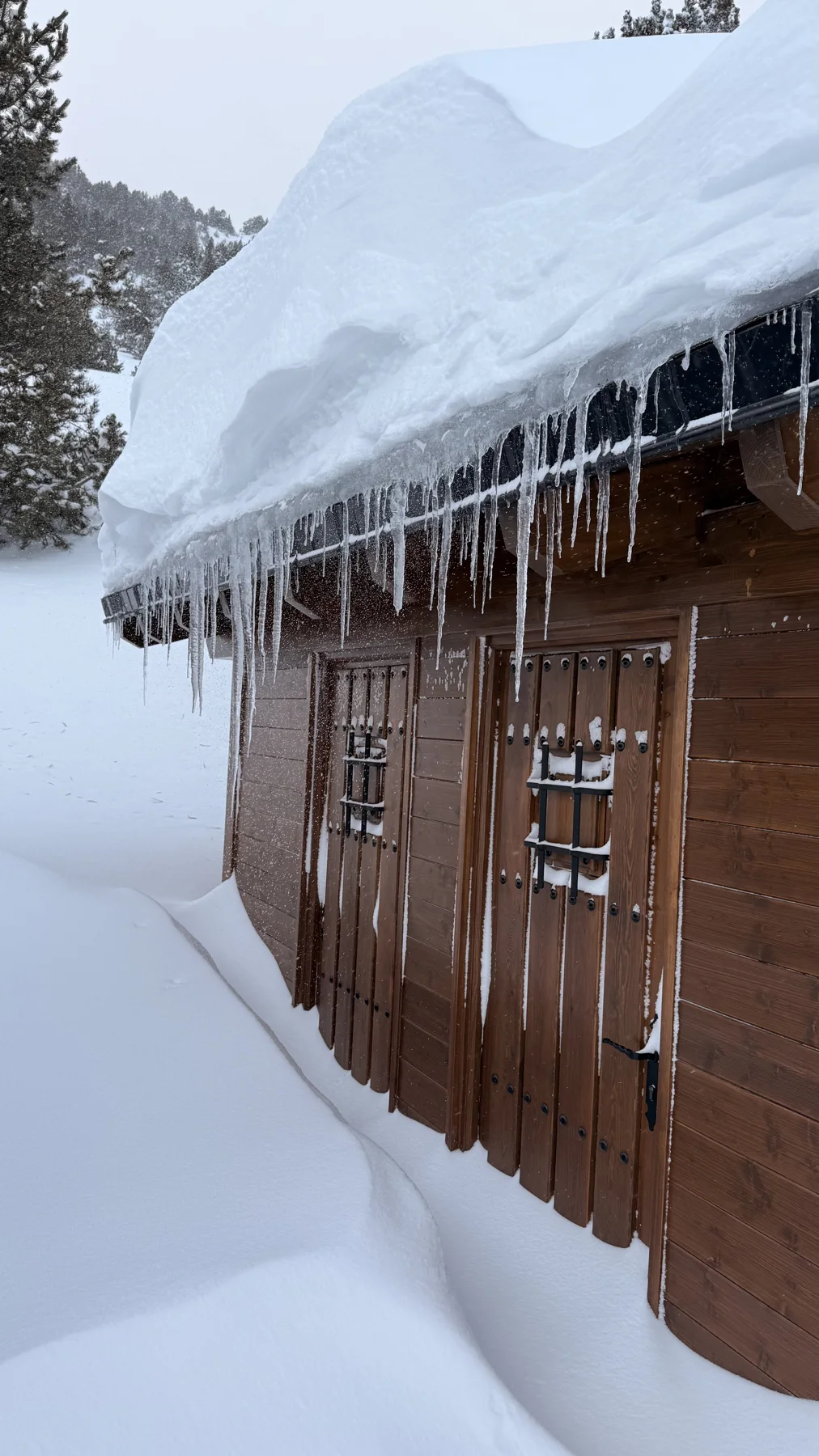Snow and icicles around the refuge