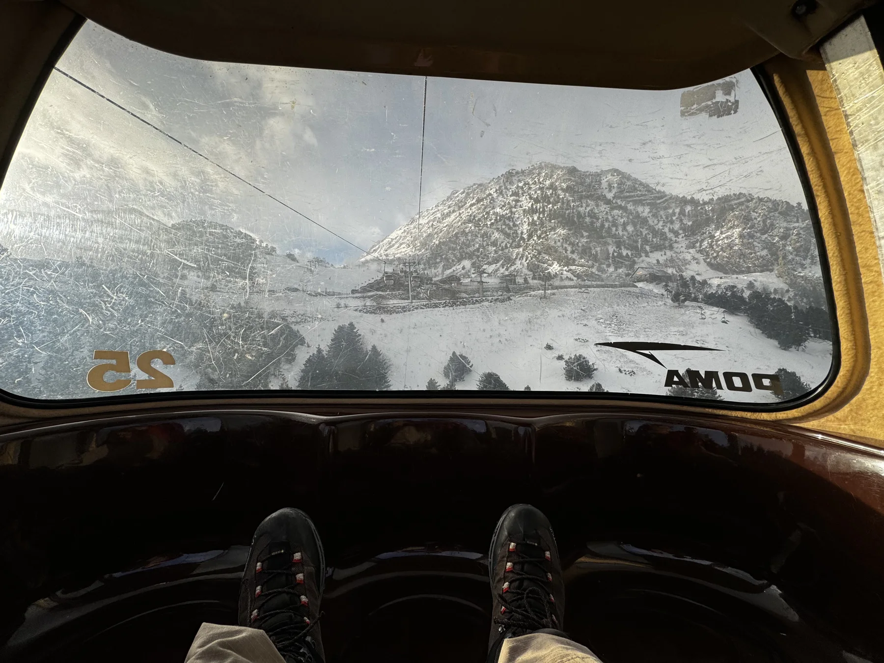 Inside a winter vehicle